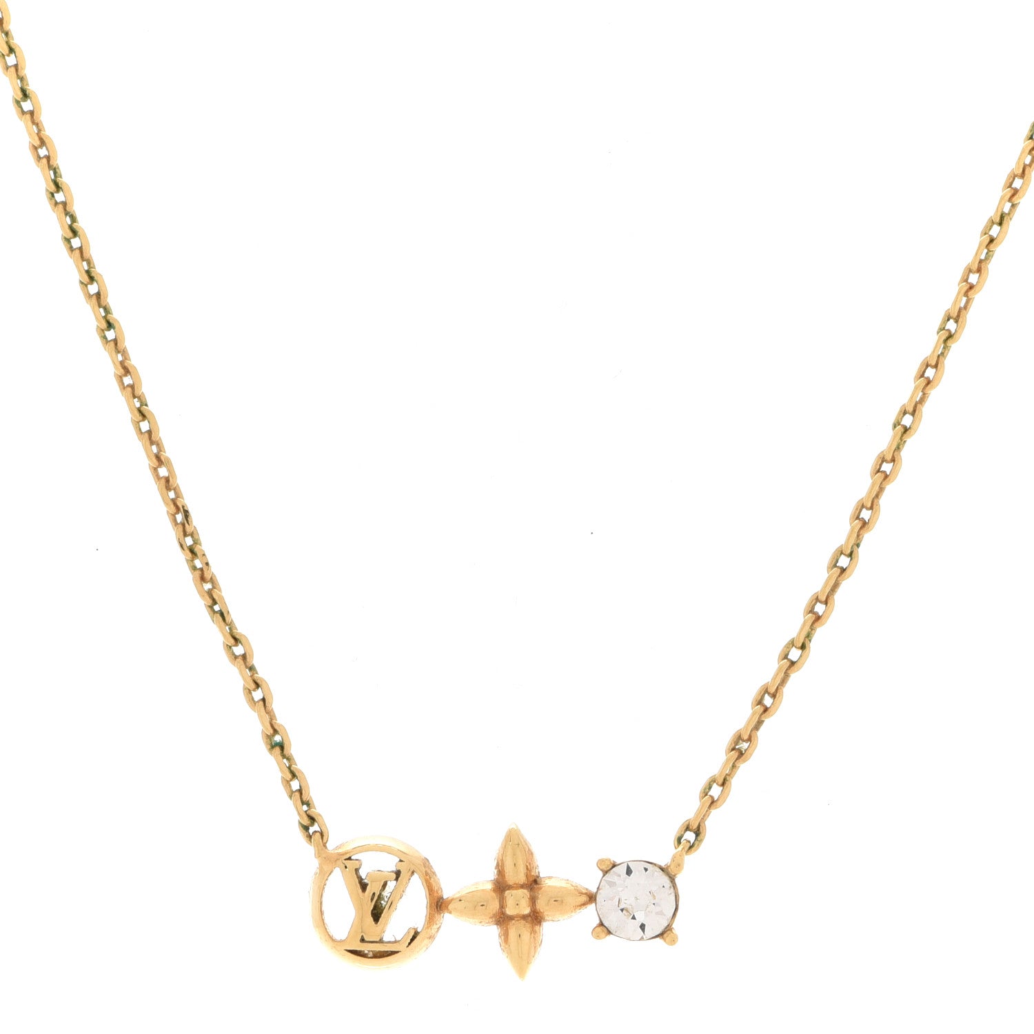 Louis Vuitton Crystal Petite Louis Necklace Gold 4 of 7