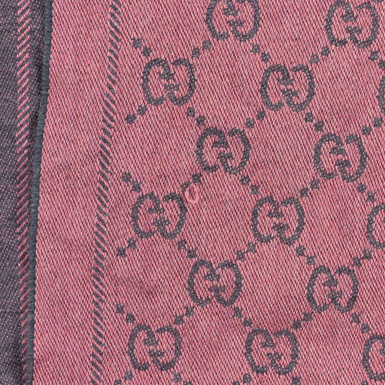Gucci Wool Jacquard GG Monogram Sten Fringe Scarf Graphite Pink 5 of 7