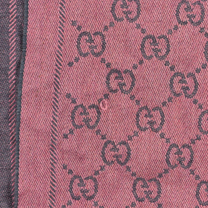 Gucci Wool Jacquard GG Monogram Sten Fringe Scarf Graphite Pink 5 of 7