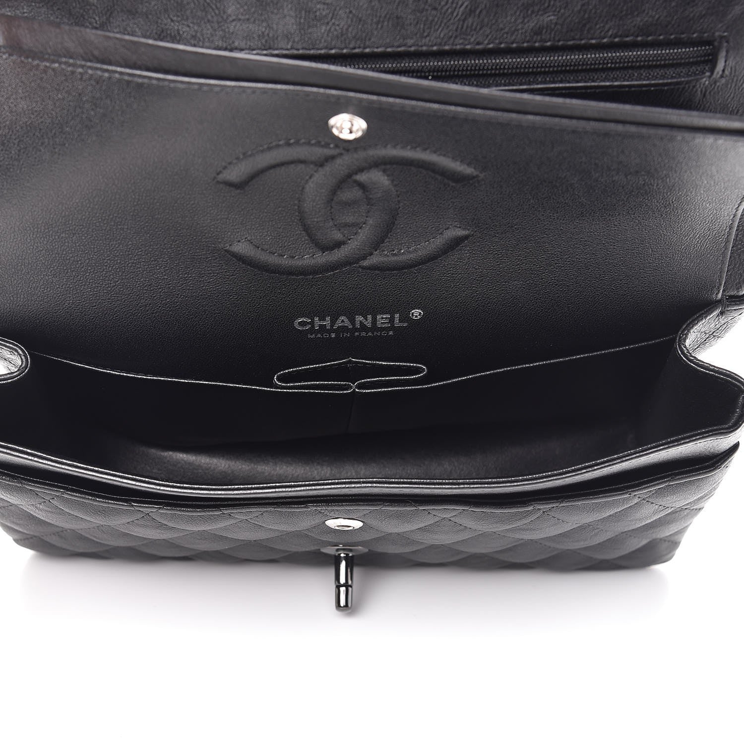 Chanel Crumpled Calfskin Quilted Medium Double Flap So Black 6 of 8