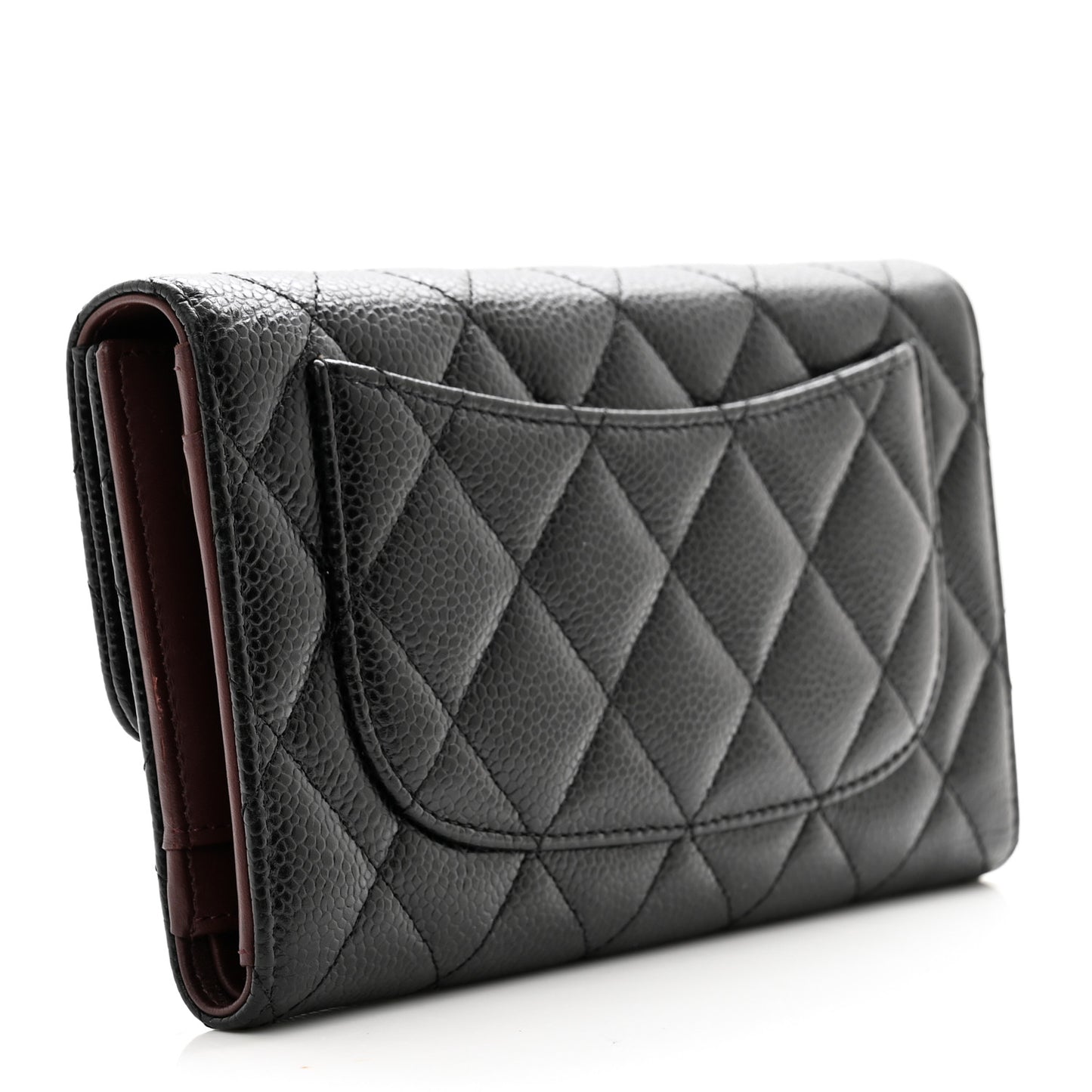 Caviar Quilted Large Flap Wallet Black