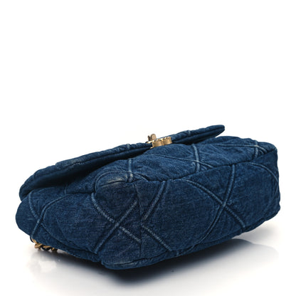 Chanel Denim Quilted Large Chanel 19 Flap Blue 4 of 13
