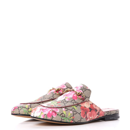 Gucci GG Supreme Monogram Blooms Womens Princetown Slippers 36 Beige Multicolor Dry Rose 3 of 9
