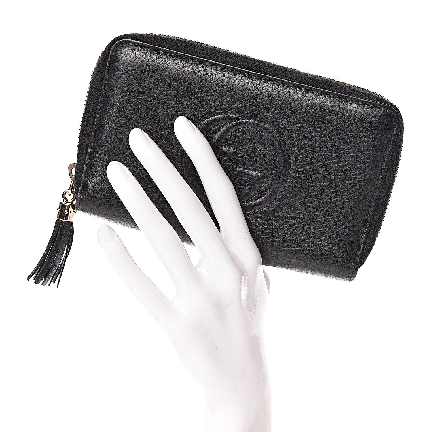 Gucci Pebbled Calfskin Medium Soho Zip Around Wallet Black 3 of 10