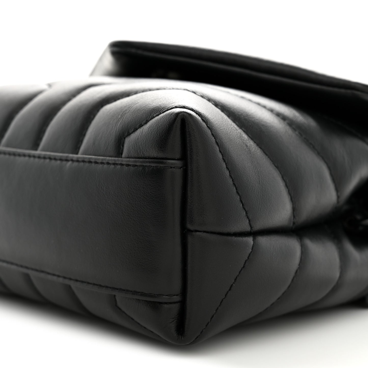 Calfskin Y Quilted Monogram Monochrome Toy Loulou Crossbody Bag Black
