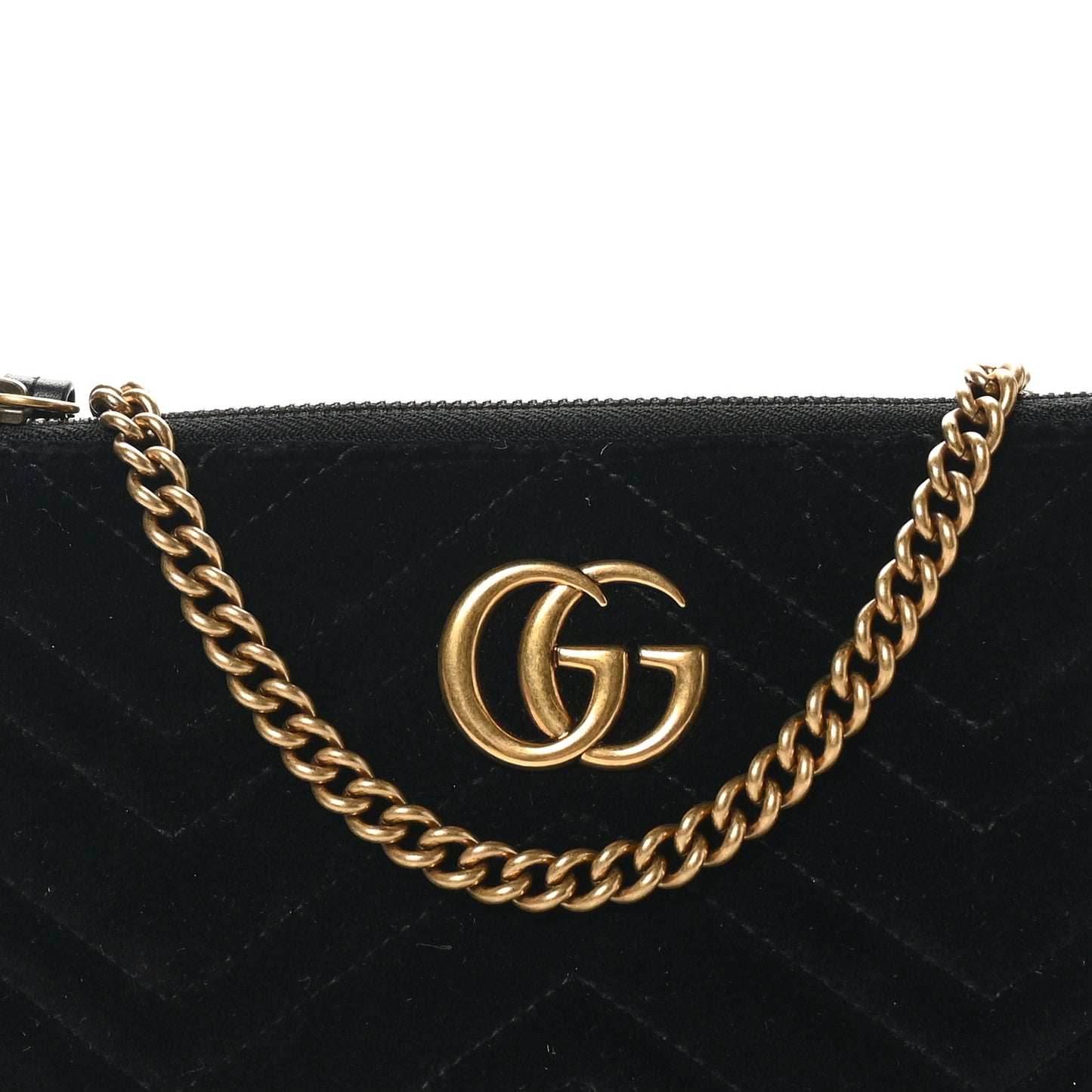 Velvet Matelasse Mini GG Marmont Chain Bag Black