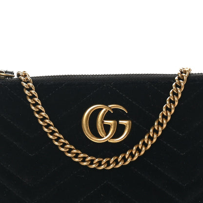 Gucci Velvet Matelasse Mini GG Marmont Chain Bag Black 8 of 11
