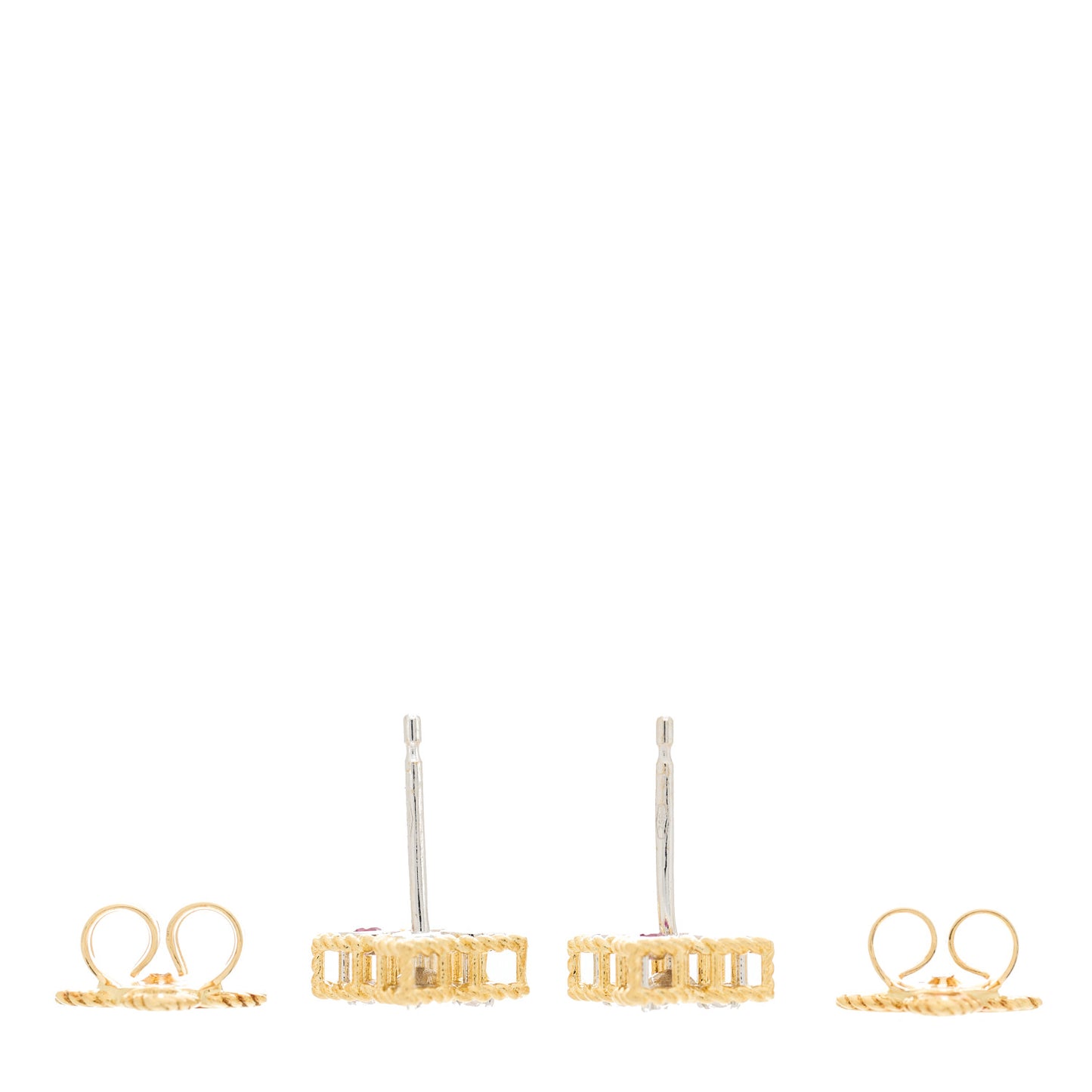 18K Yellow Gold Diamond Small Princess Flower Stud Earrings