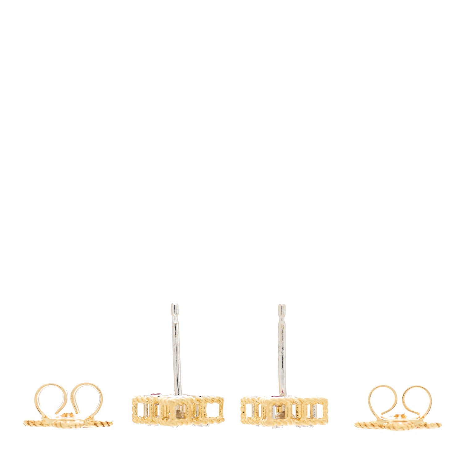 Roberto Coin 18K Yellow Gold Diamond Small Princess Flower Stud Earrings 3 of 5