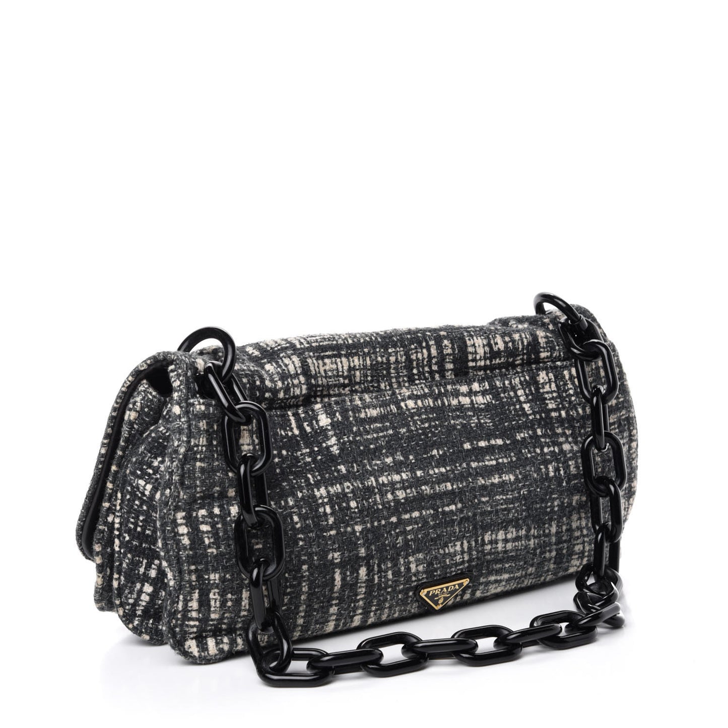 Tela Tweed Chain Shoulder Bag Black