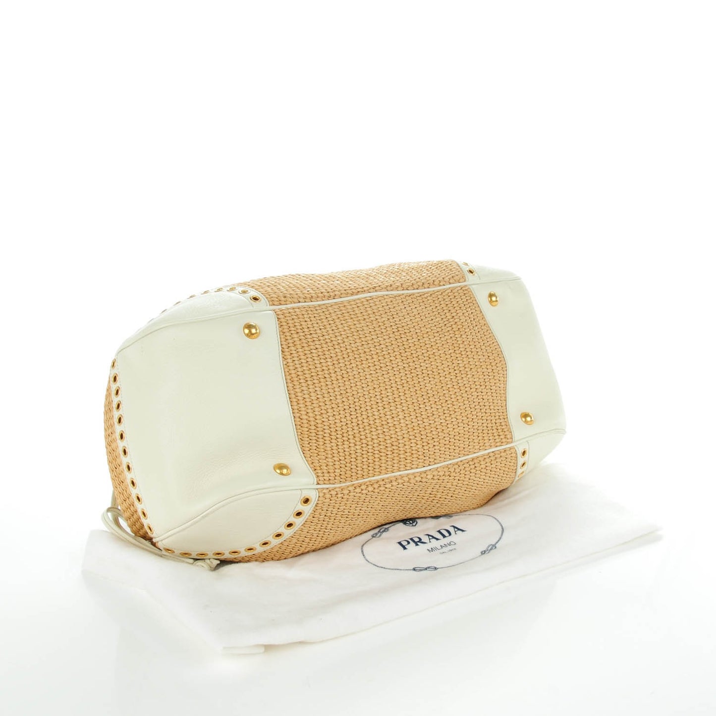 Straw Vitello Daino Large Frame Bag White