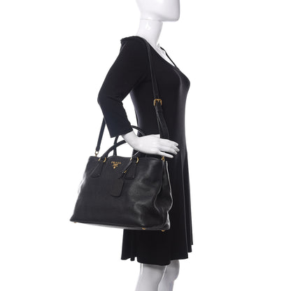 Prada Vitello Daino Tote Black 2 of 12