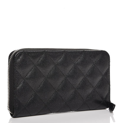 Chanel Metallic Caviar Quilted Small Zip Around Wallet Black 3 of 9