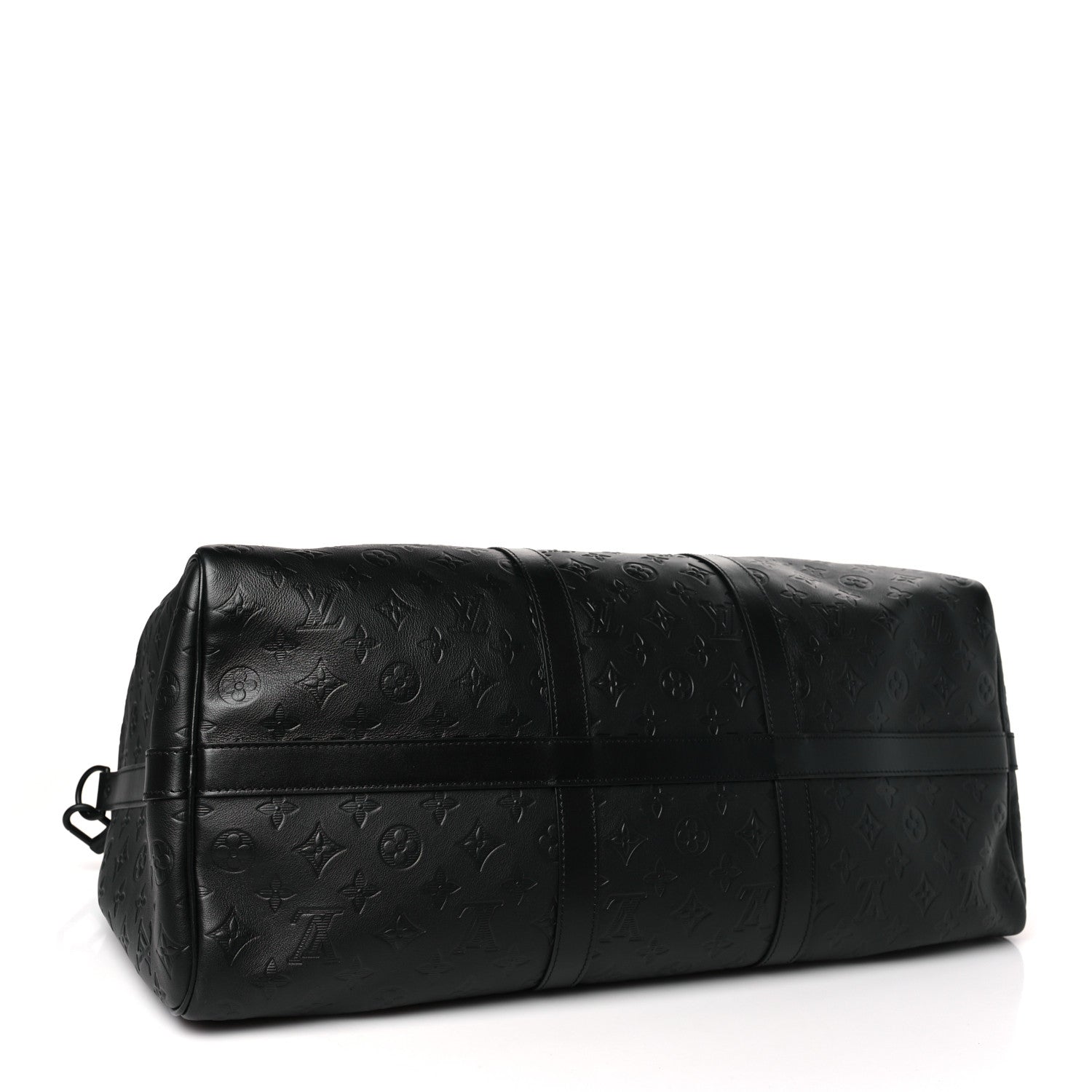 Louis Vuitton Calfskin Shadow Monogram Keepall Bandouliere 50 Black 3 of 7