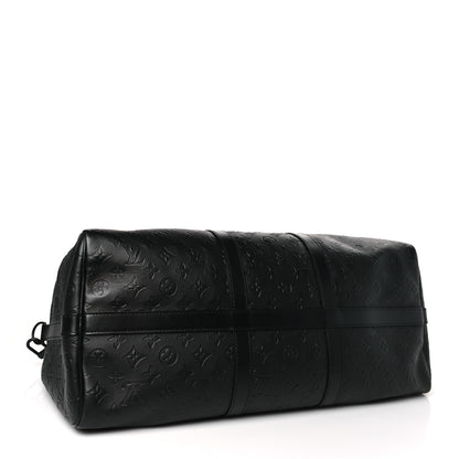 Louis Vuitton Calfskin Shadow Monogram Keepall Bandouliere 50 Black 3 of 7