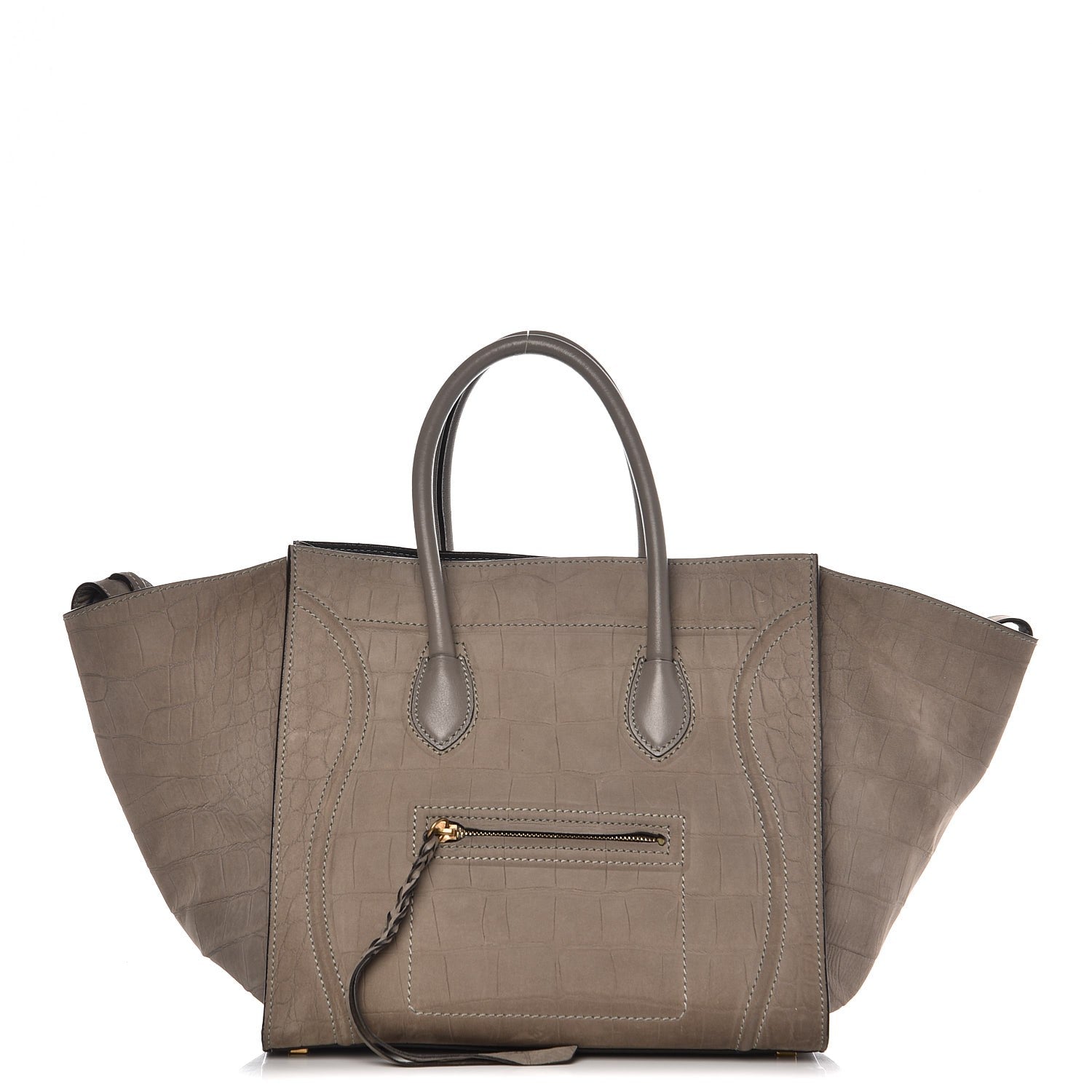 Celine Crocodile Embossed Nubuck Medium Phantom Luggage Grey 1 of 11