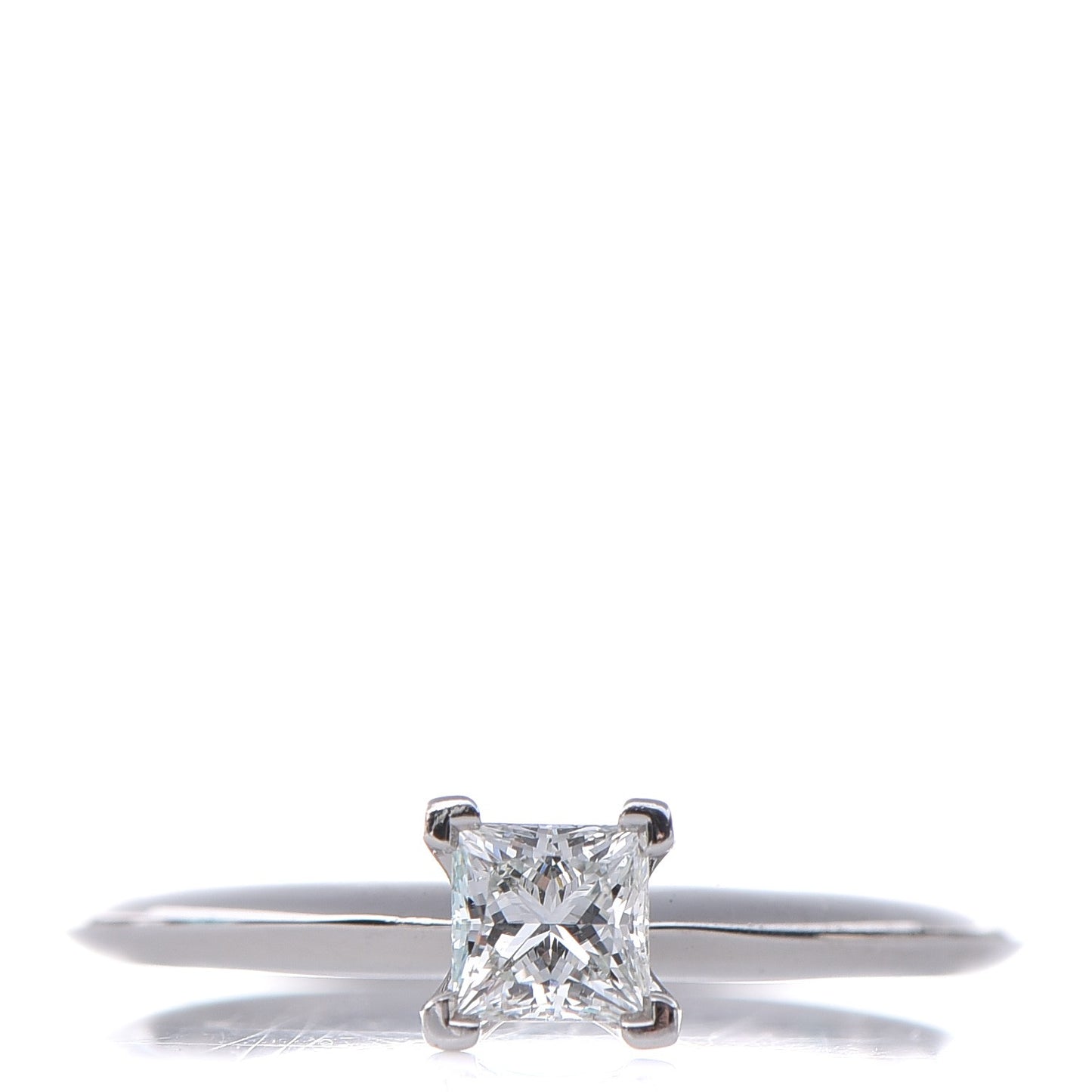 Platinum .34 Carat Princess Cut Diamond Engagement Ring 50.6 5.5