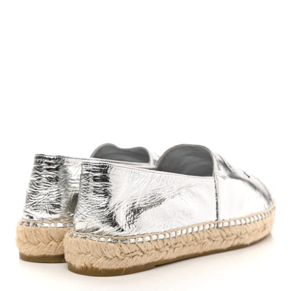 Chanel Laminated Goatskin CC Espadrilles 39 Silver 4 of 7