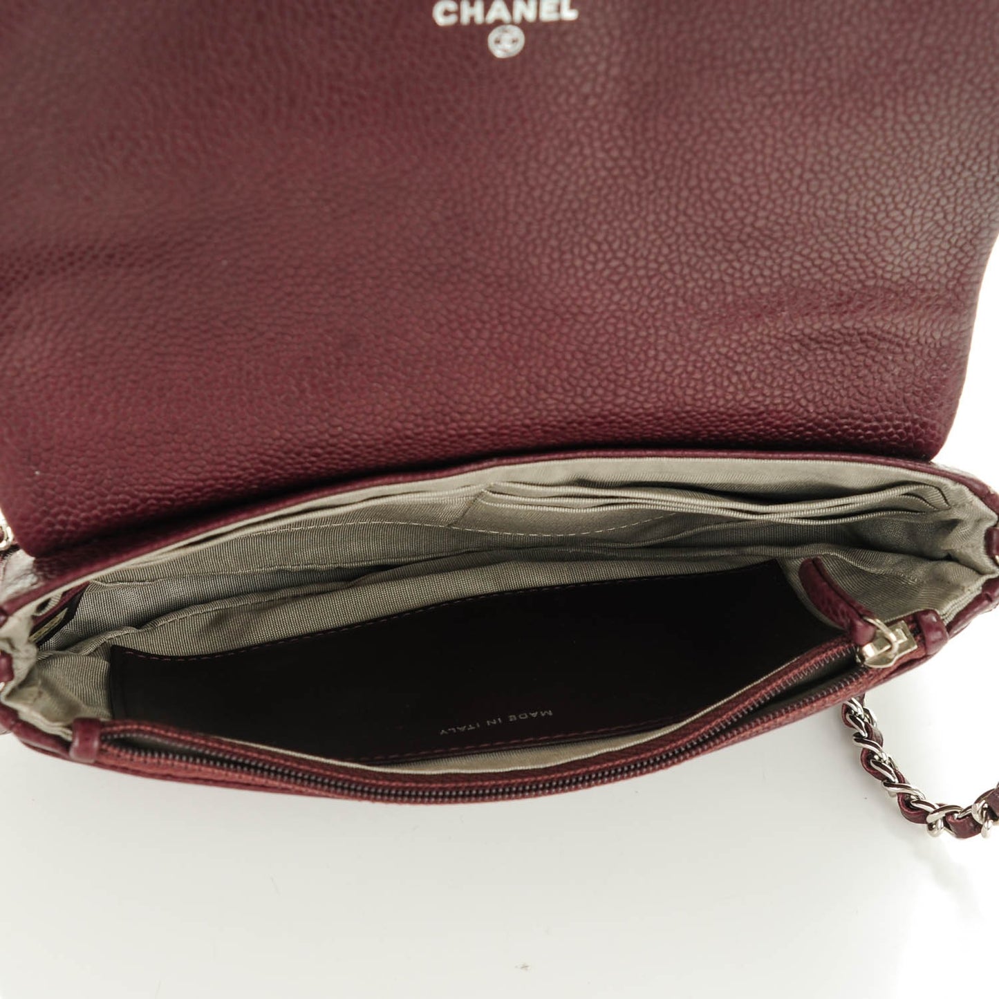 Caviar Half Moon Wallet On Chain WOC Bordeaux
