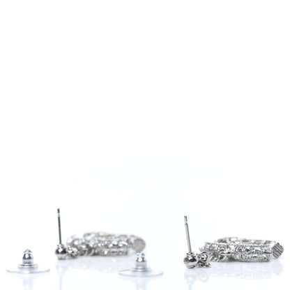 Chanel Baguette Crystal CC Drop Earrings Silver 3 of 5