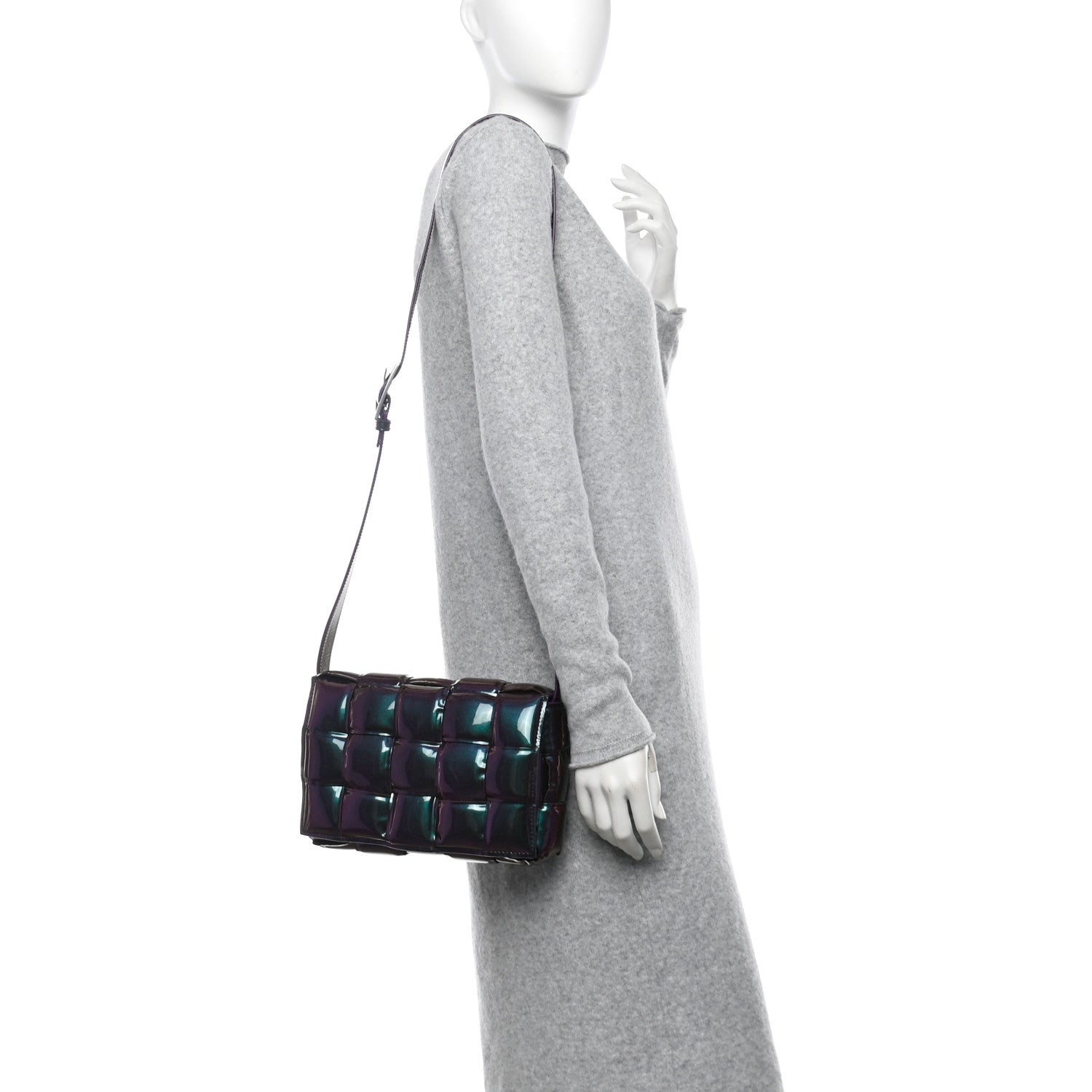 Bottega Veneta Glossy Nail Polish Nappa Maxi Intreccio Padded Cassette Crossbody Bag Holographic 2 of 11