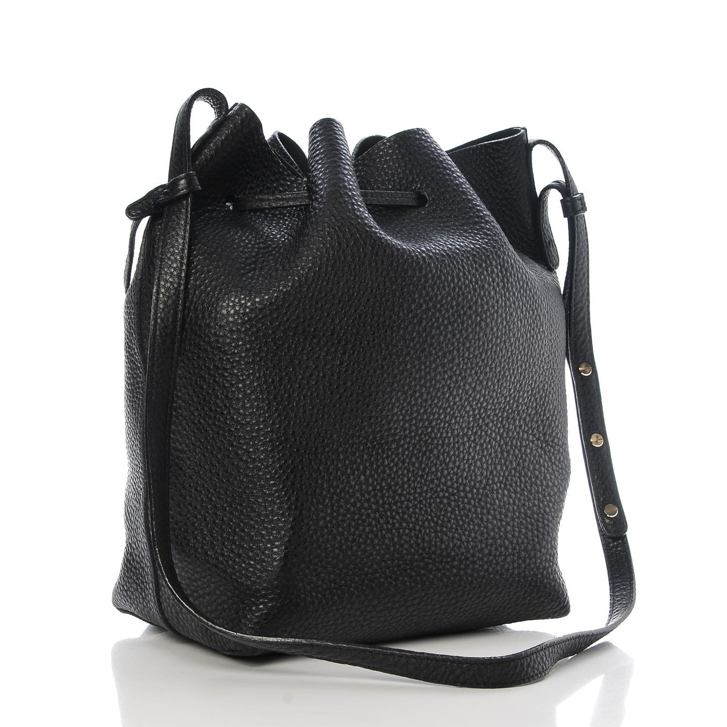 Tumbled Calfskin Bucket Bag Black
