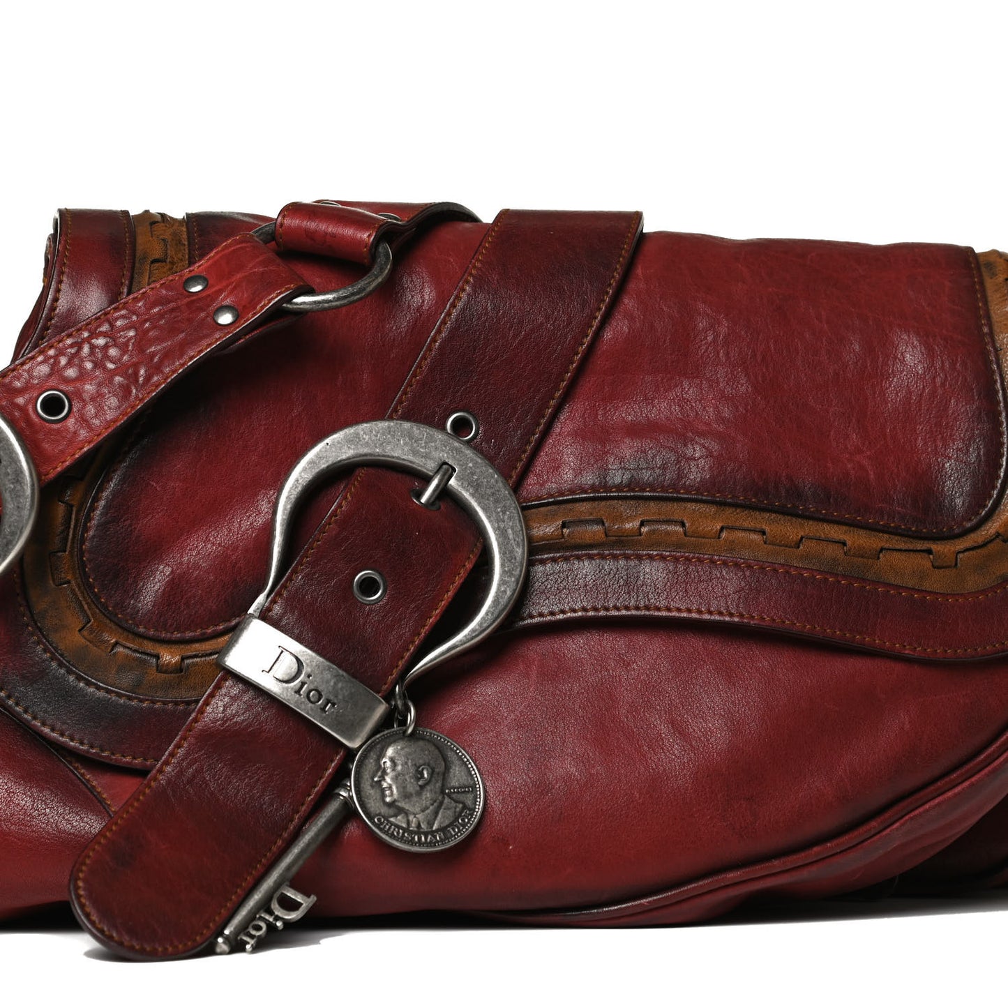 Calfskin Medium Gaucho Double Saddle Bag Red