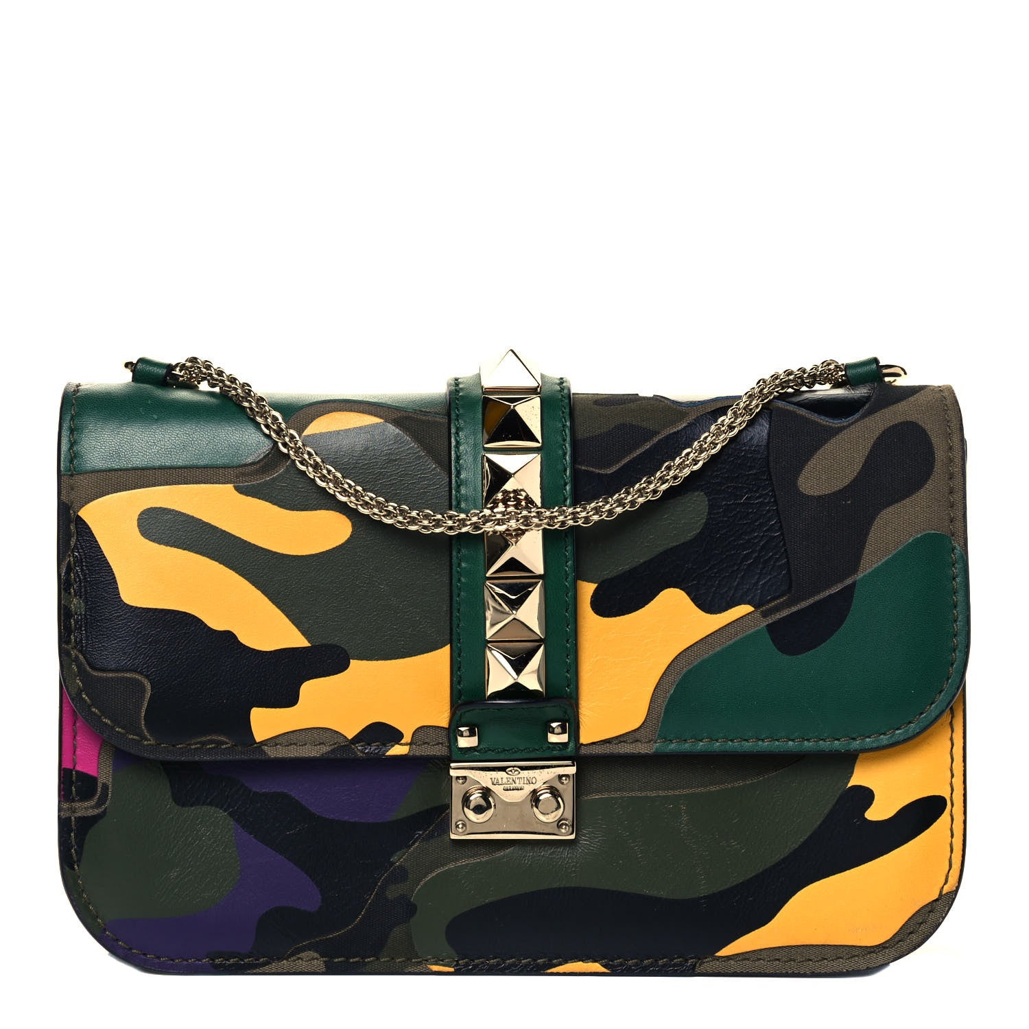 Valentino Garavani Nappa Canvas Camouflage Medium Glam Lock Rockstud Flap Multicolor 1 of 10