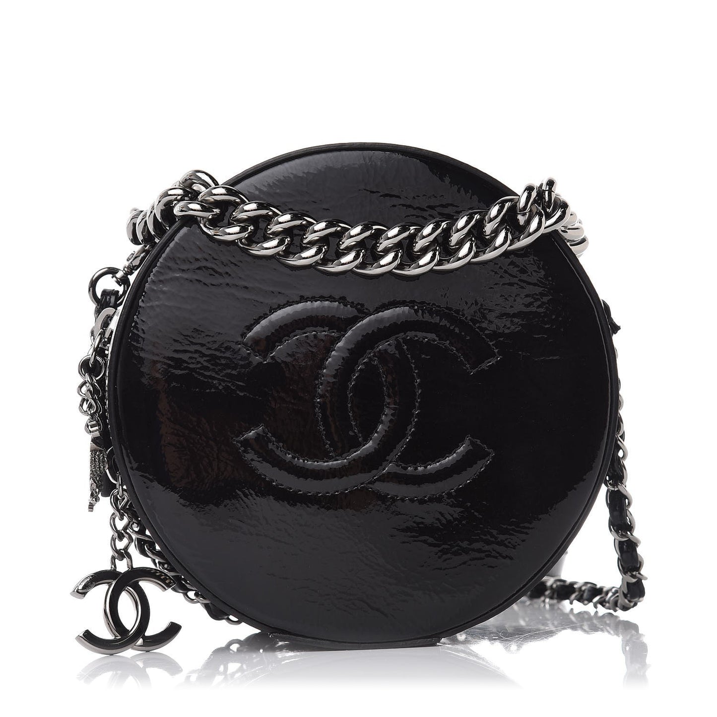 Patent Round As Earth Evening Bag Black