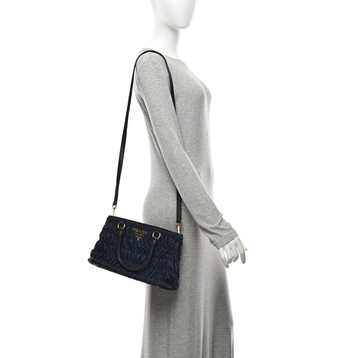 Prada Tessuto Nylon Gaufre Small Tote Baltico 2 of 10