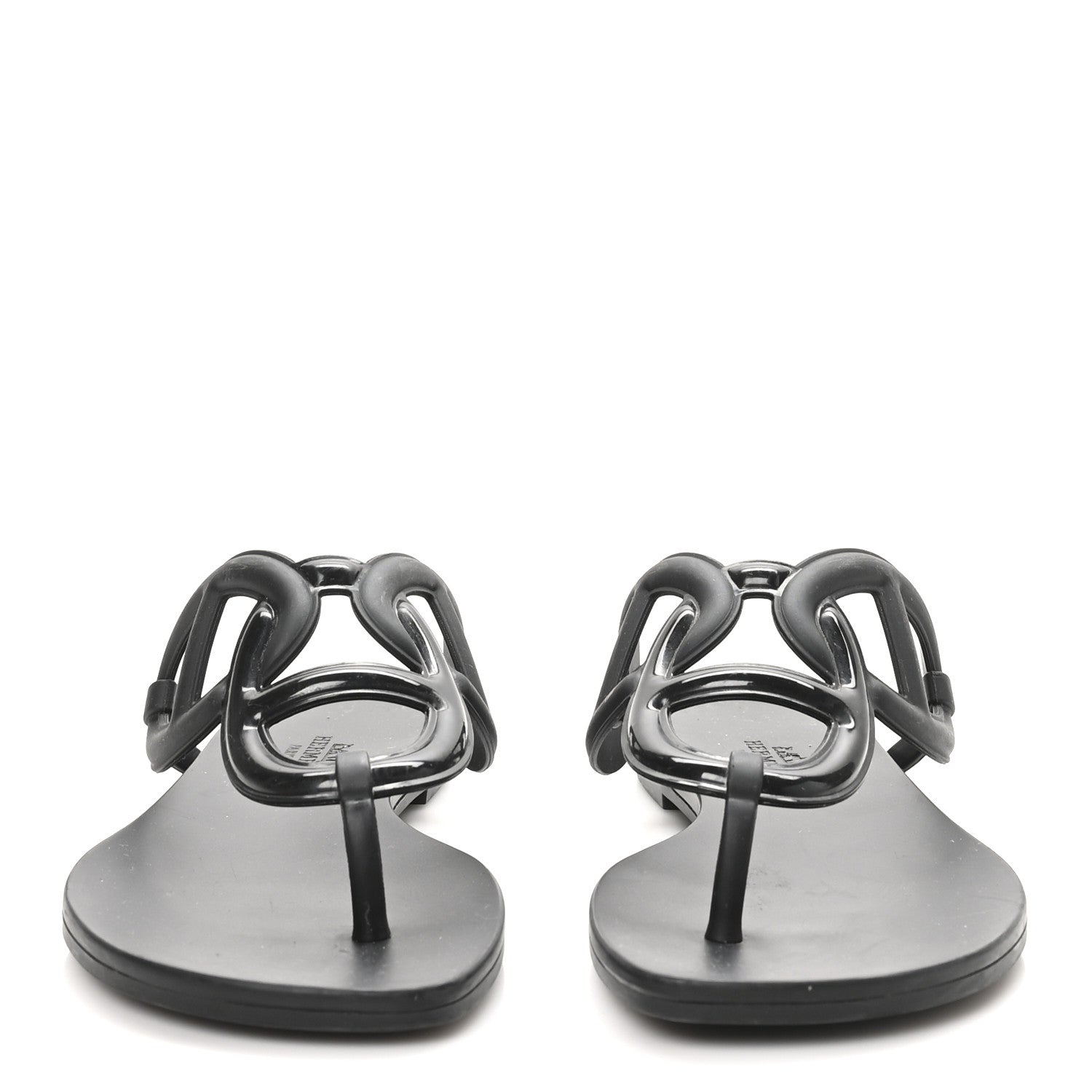 Hermes Rubber Womens Egerie Sandals 40 Black 3 of 10