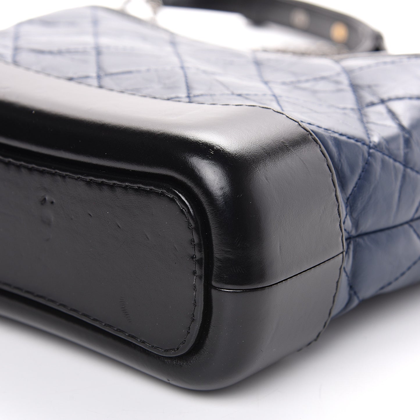 Aged Calfskin Quilted Small Gabrielle Hobo Navy Black