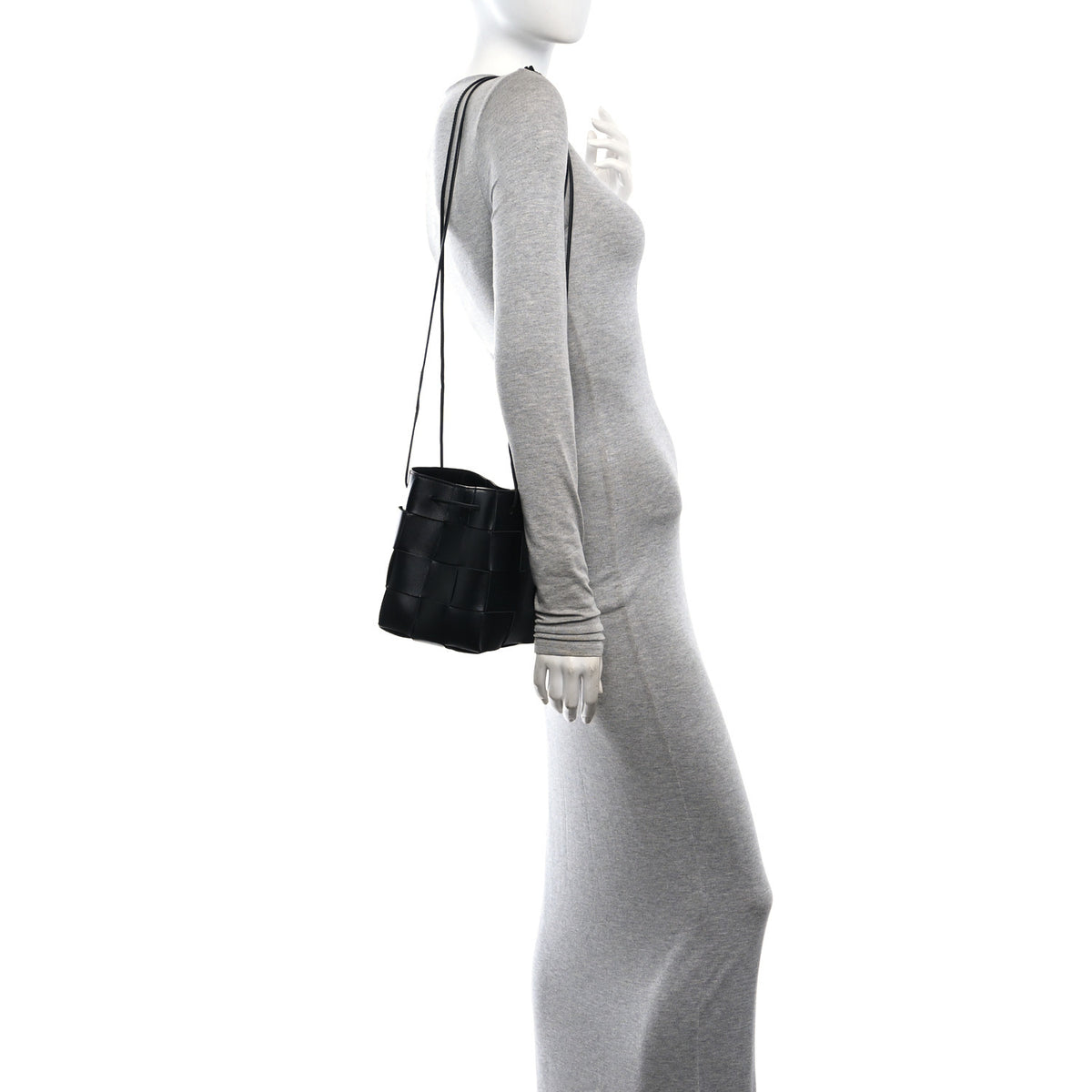 Nappa Maxi Intrecciato Cassette Bucket Bag Black