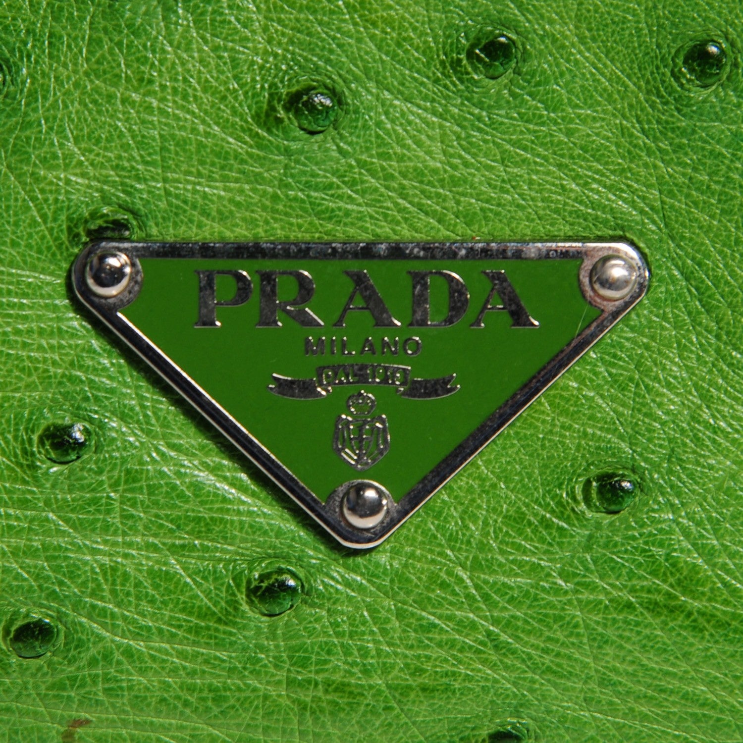 Prada Ostrich Metal Bar Bag 7 of 11