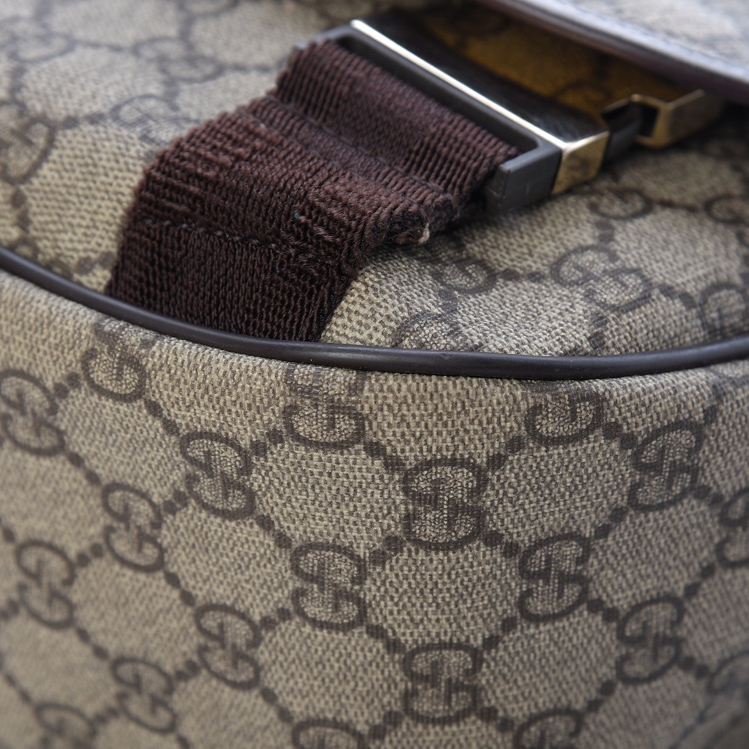 Gucci GG Plus Monogram Medium Double Buckle Flap Messenger Bag Beige Dark Brown 14 of 19