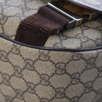Gucci GG Plus Monogram Medium Double Buckle Flap Messenger Bag Beige Dark Brown 14 of 19