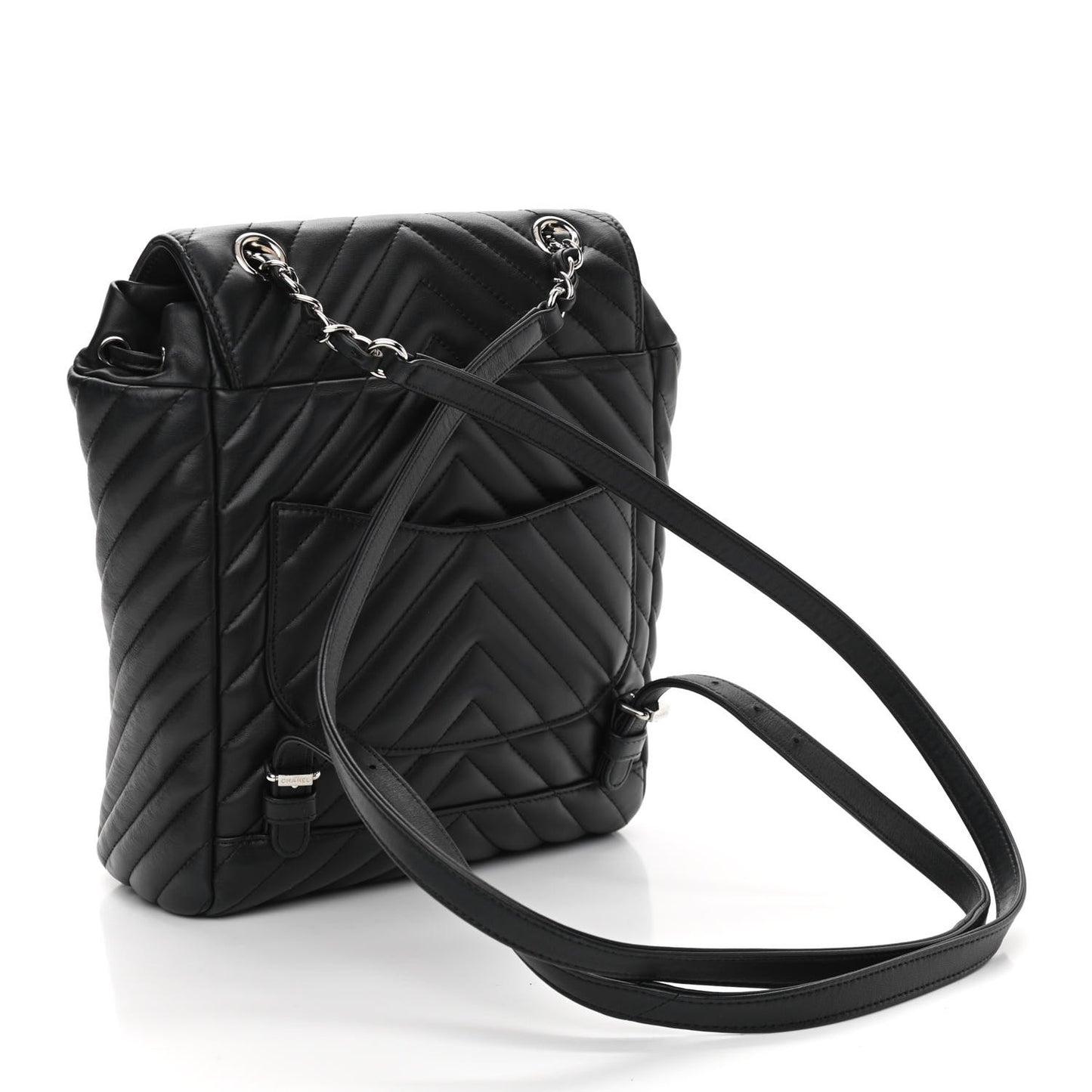 Calfskin Chevron Quilted Small Urban Spirit Backpack Black