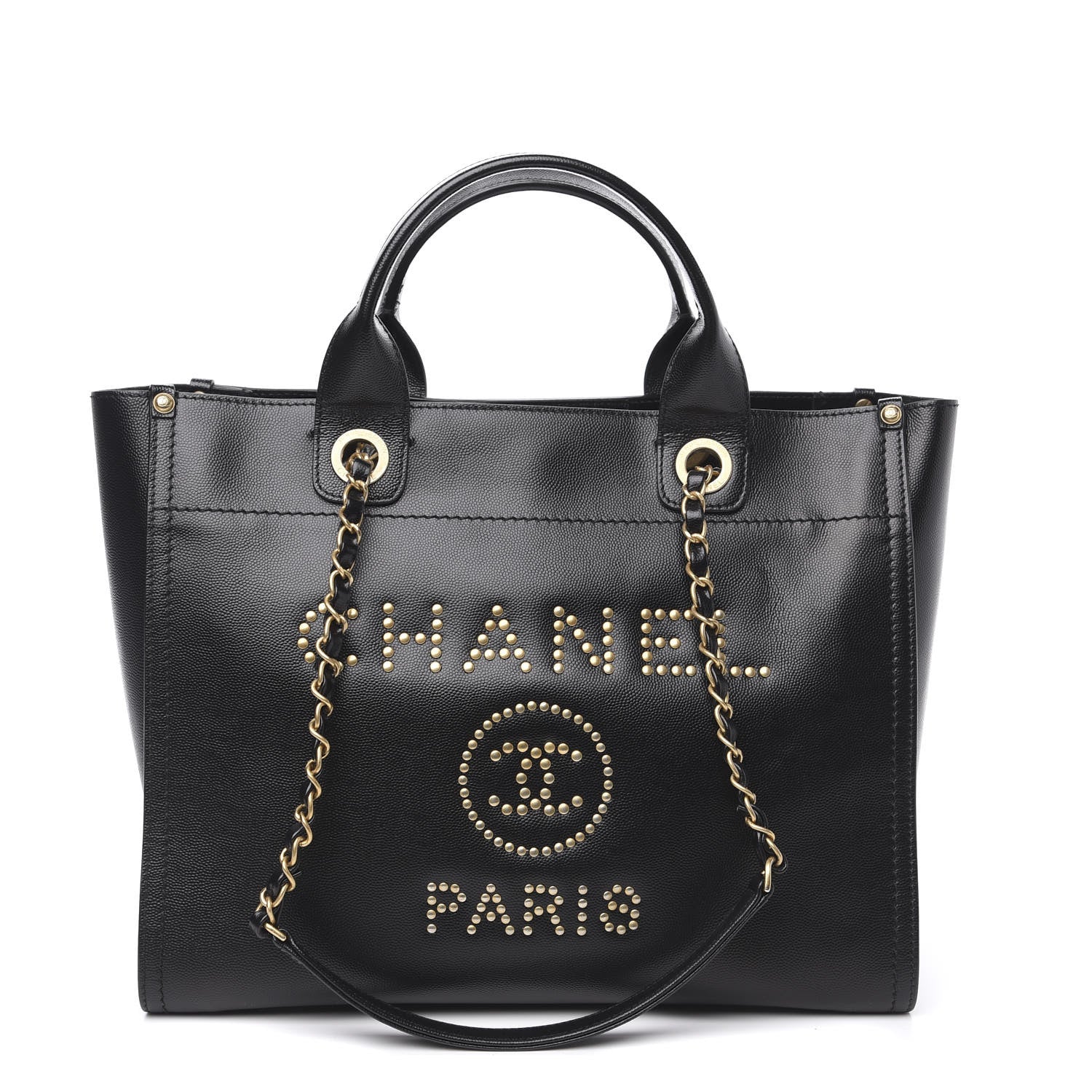 Chanel Caviar Small Studded Deauville Tote Black 1 of 12