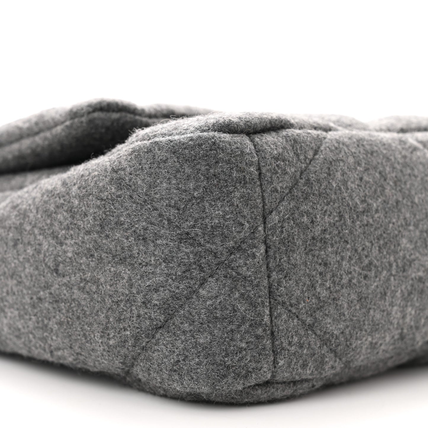 Wool Quilted Large Chanel 19 Flap Grey