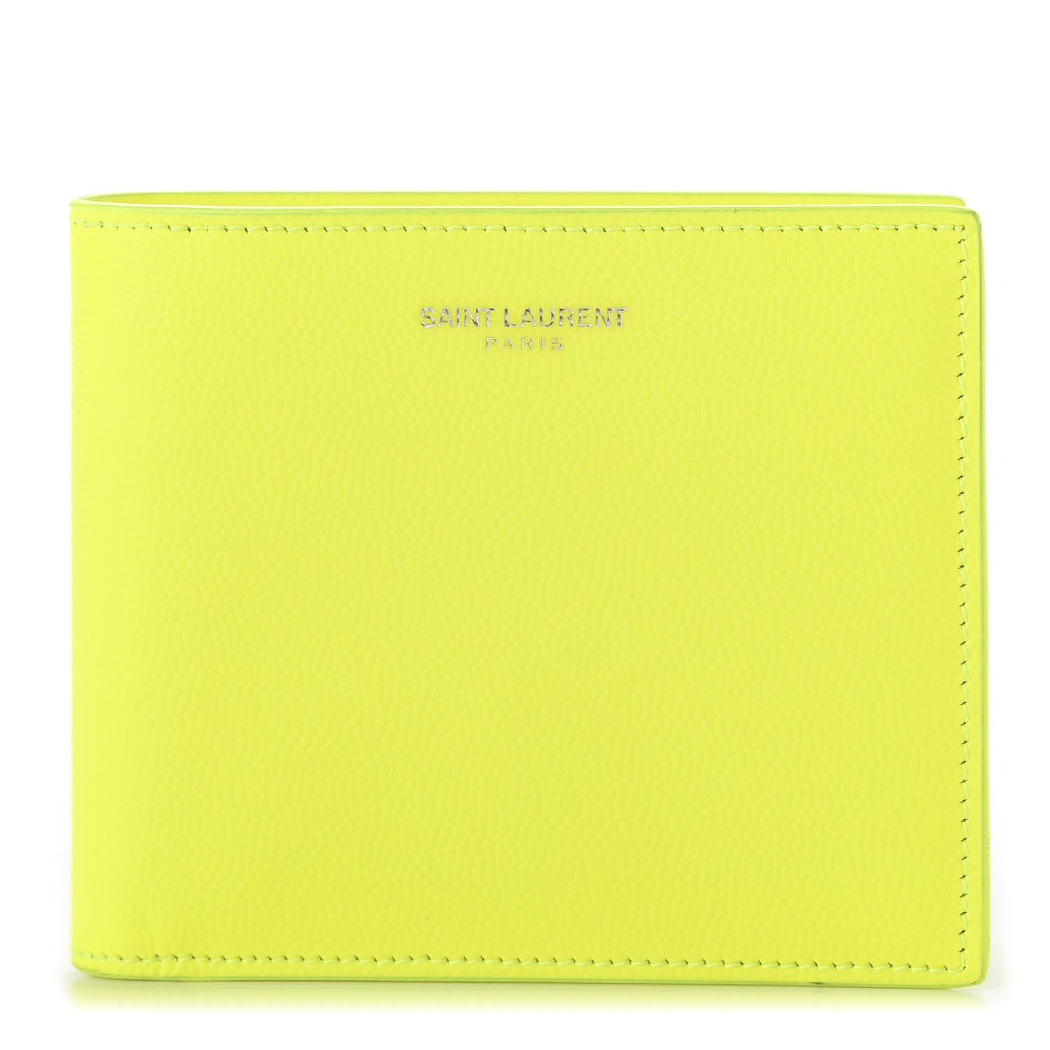 Saint Laurent Grain De Poudre Paris East West Wallet Neon Yellow 1 of 9