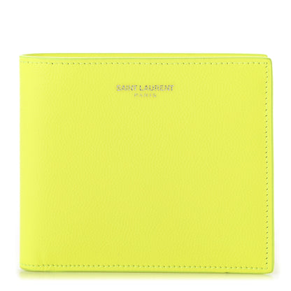 Saint Laurent Grain De Poudre Paris East West Wallet Neon Yellow 1 of 9