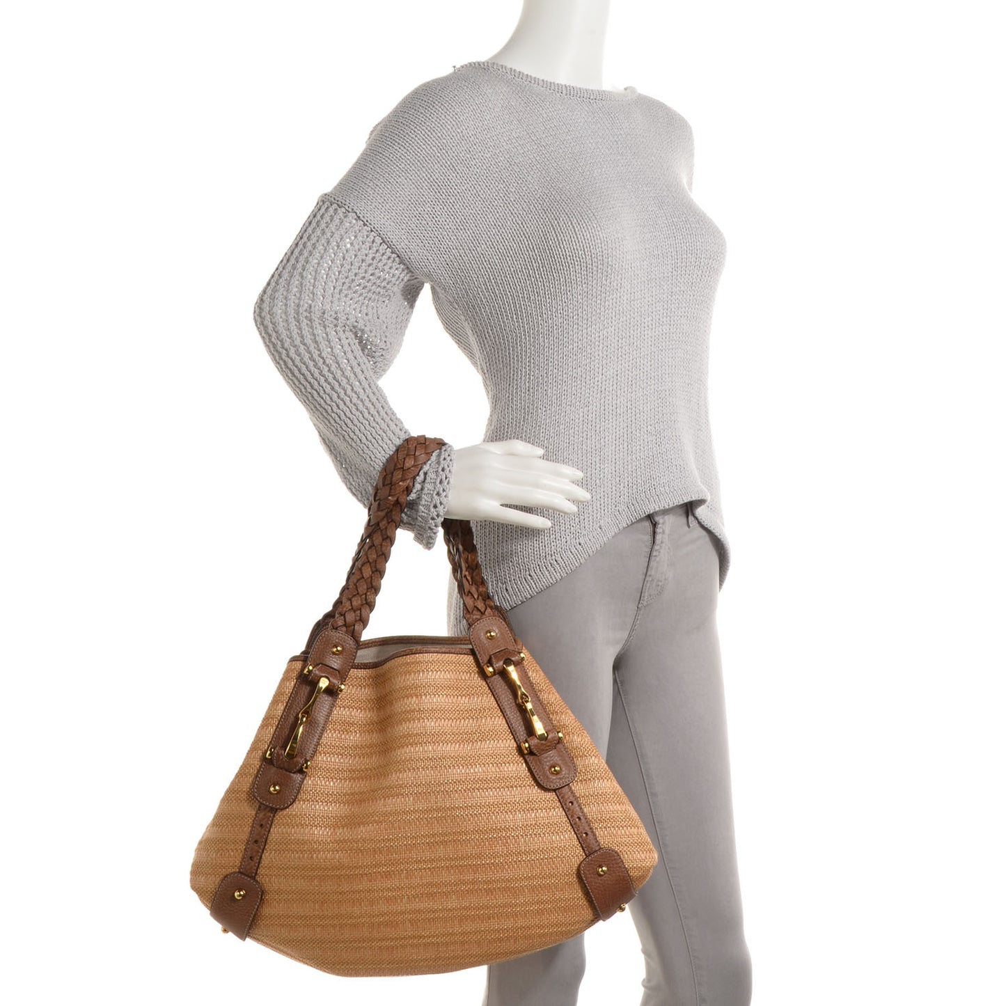Straw Medium Pelham Shoulder Bag Brown