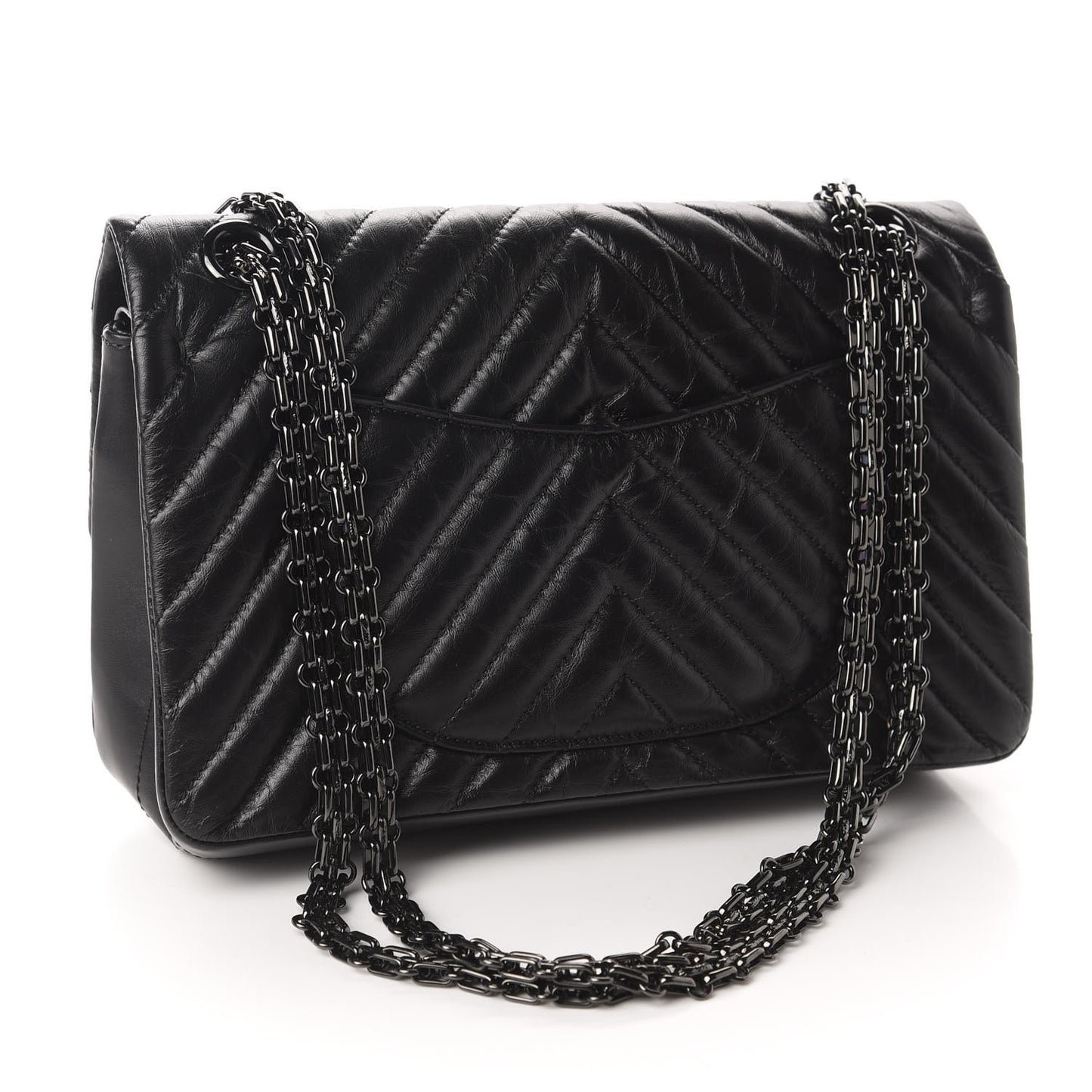 Aged Calfskin Chevron Quilted 2.55 Reissue 225 Flap So Black