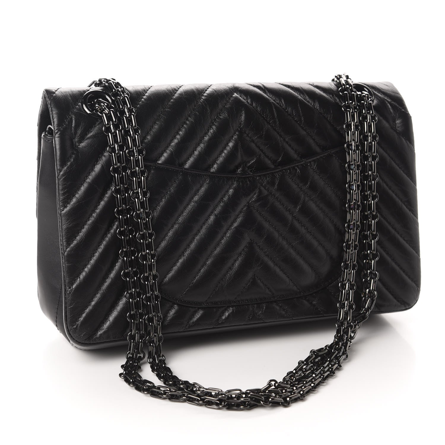 Chanel Aged Calfskin Chevron Quilted 2.55 Reissue 225 Flap So Black 3 of 11