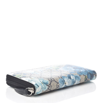 Gucci GG Supreme Monogram Blooms Zip Around Wallet Blue 3 of 6