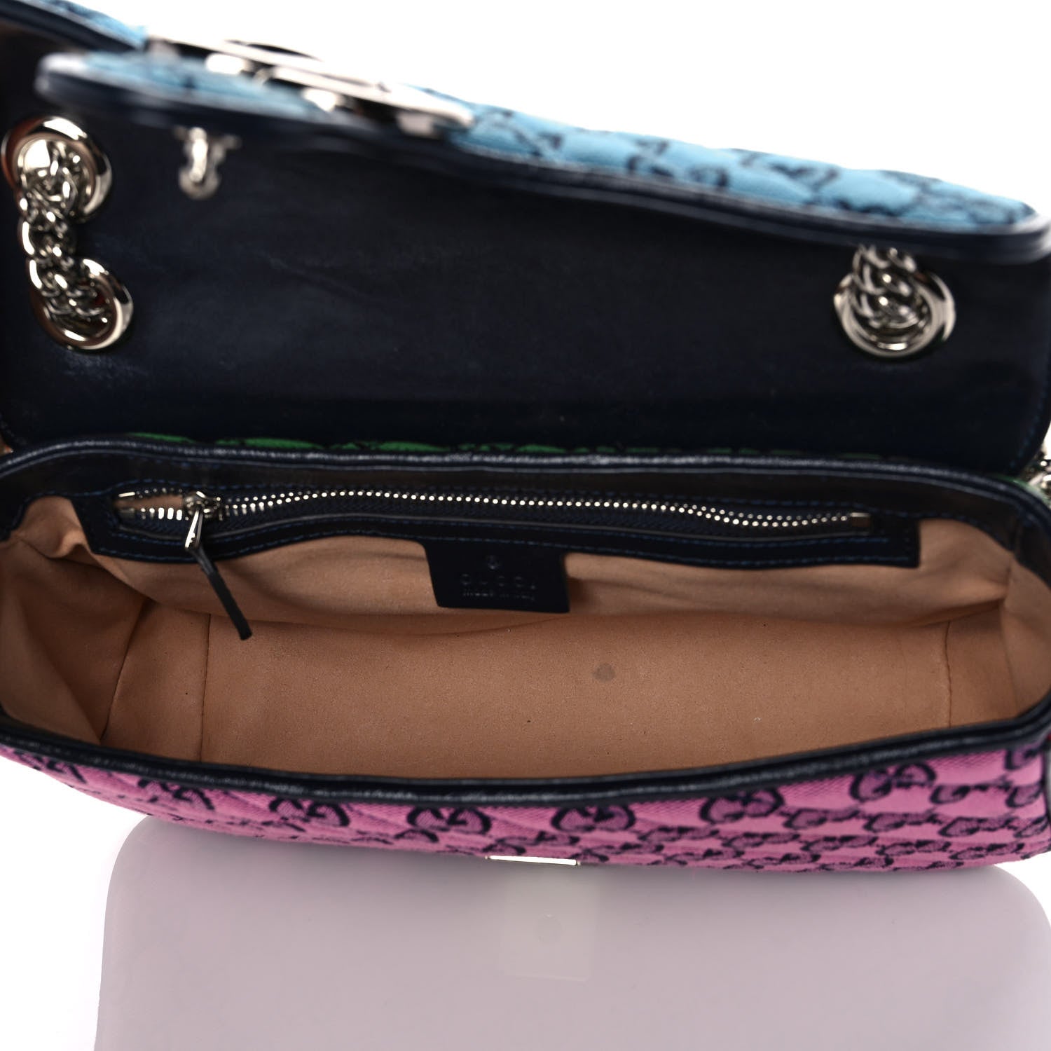 Gucci Monogram Multicolor Matelasse Diagonal Small GG Marmont Shoulder Bag Light Blue Pink Blue Green Red 5 of 14