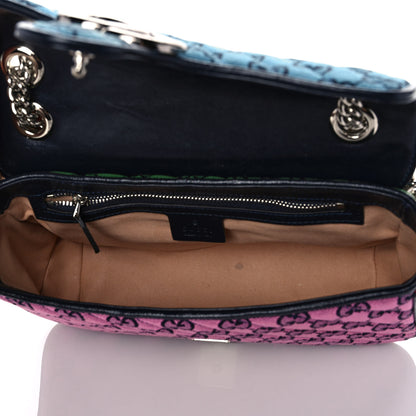 Gucci Monogram Multicolor Matelasse Diagonal Small GG Marmont Shoulder Bag Light Blue Pink Blue Green Red 5 of 14