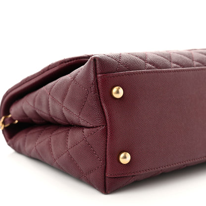 Chanel Caviar Lizard Embossed Quilted Small Coco Handle Flap Burgundy 9 of 12