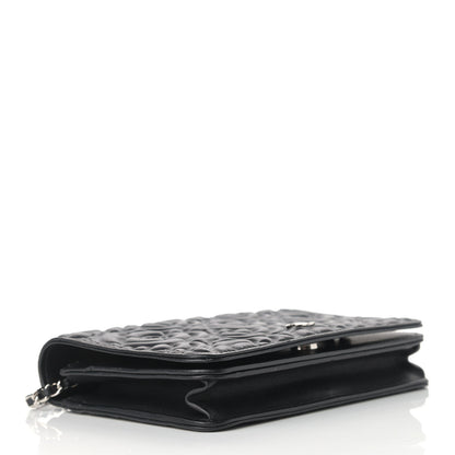 Chanel Lambskin Camellia Embossed Wallet on Chain WOC Black 4 of 11