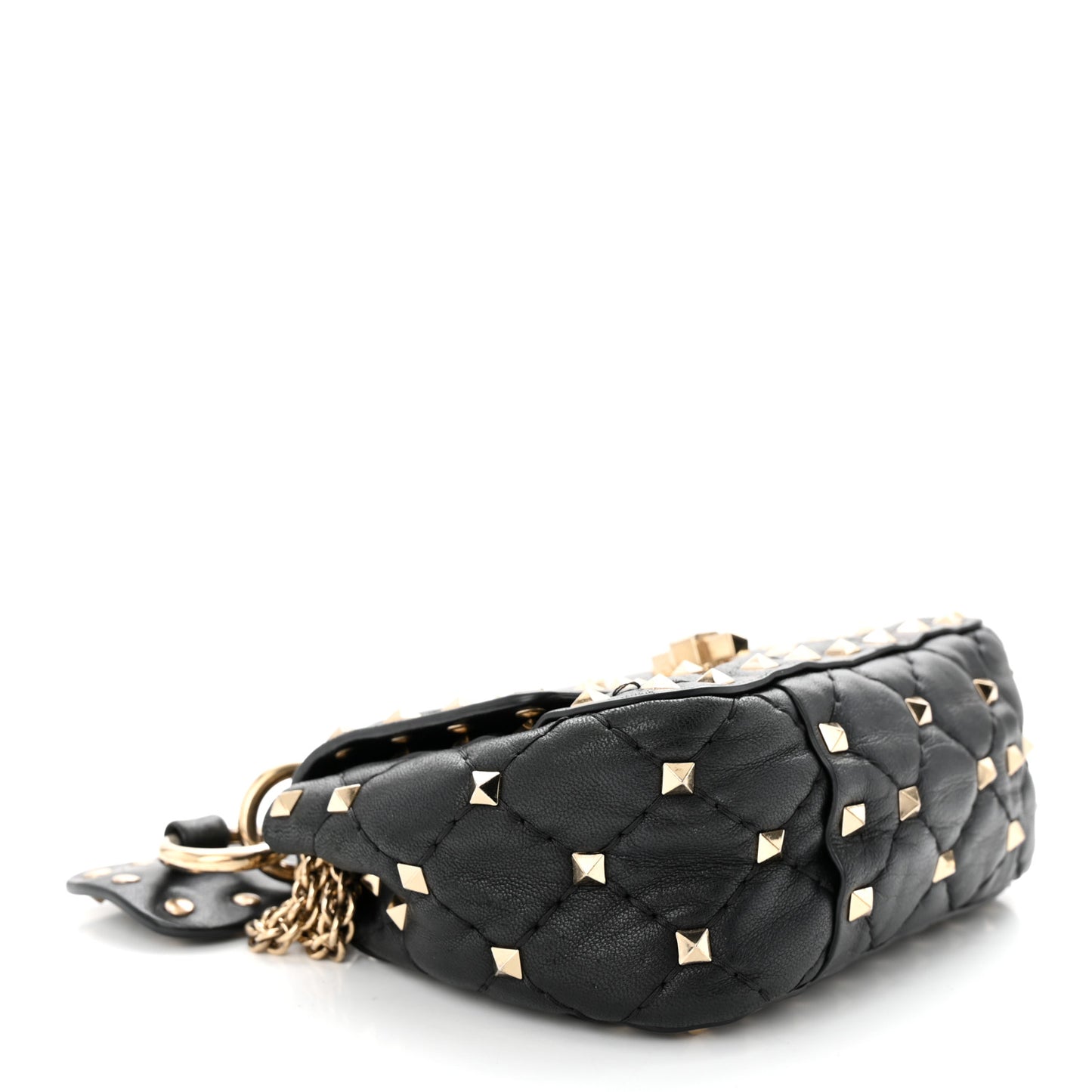 Nappa Micro Rockstud Spike Shoulder Bag Black